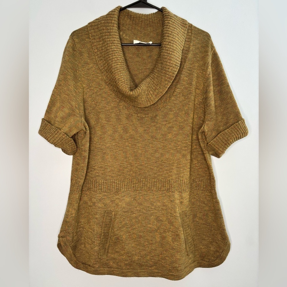 C.J. CJ Banks Women's Size 1X Cowl Neck Sweater Tunic Top Shirt Green
